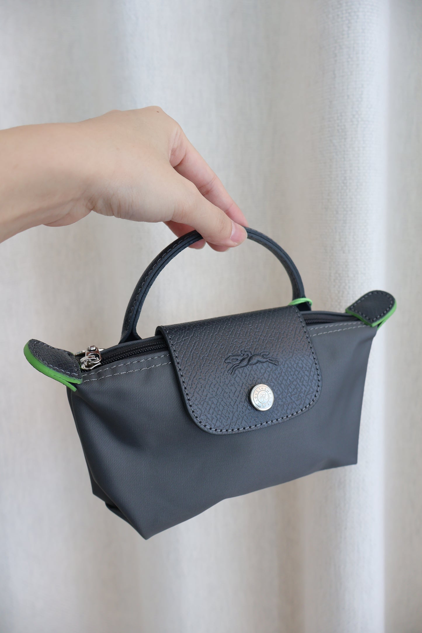 Longchamp Le Pliage Xtra XS Pouch Grey x Green Lining (Whatsapp for Price & Grade)