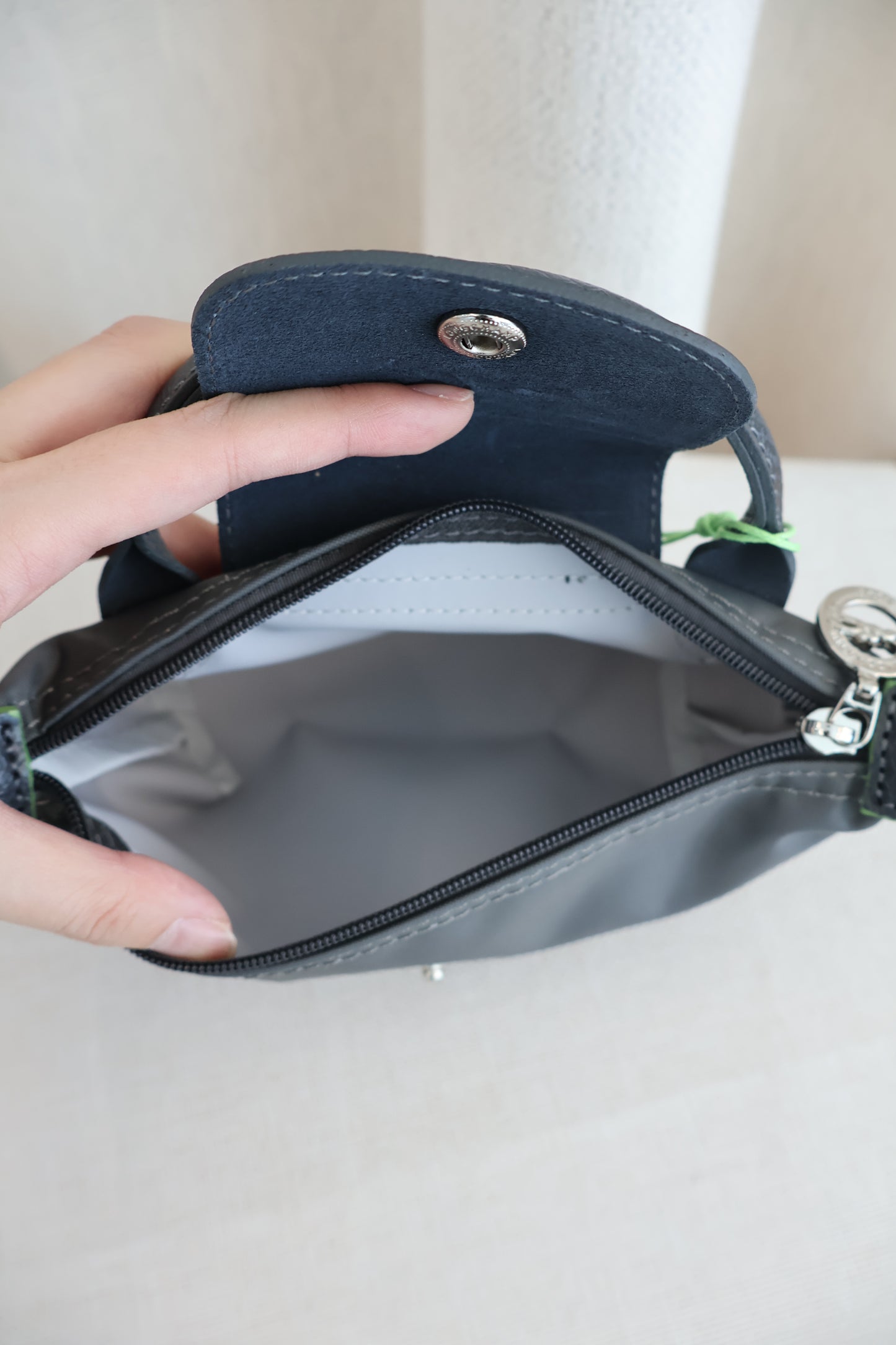Longchamp Le Pliage Xtra XS Pouch Grey x Green Lining (Whatsapp for Price & Grade)