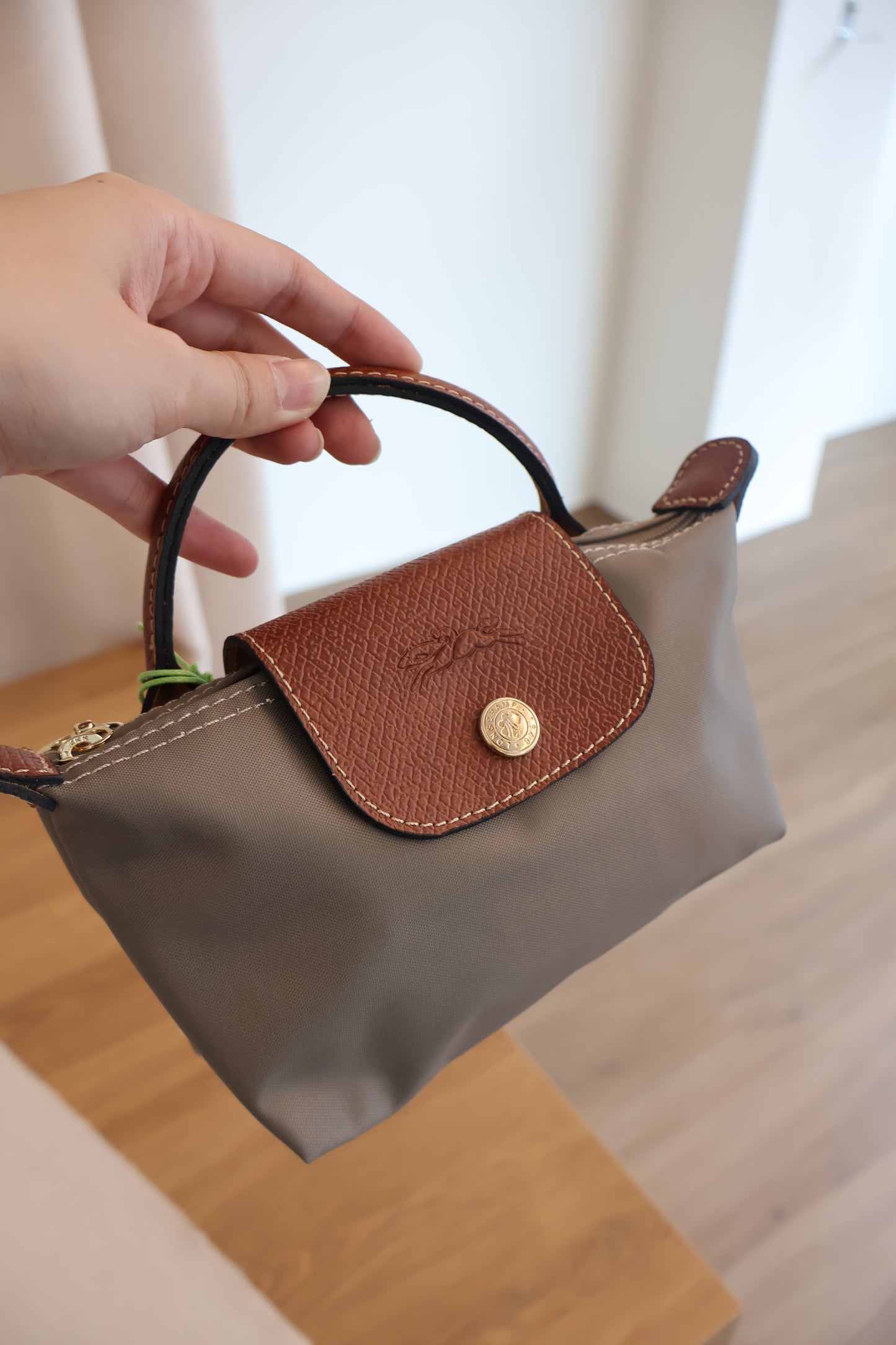 Longchamp Le Pliage Xtra XS Pouch Grey x Brown (Whatsapp for Price & Grade)