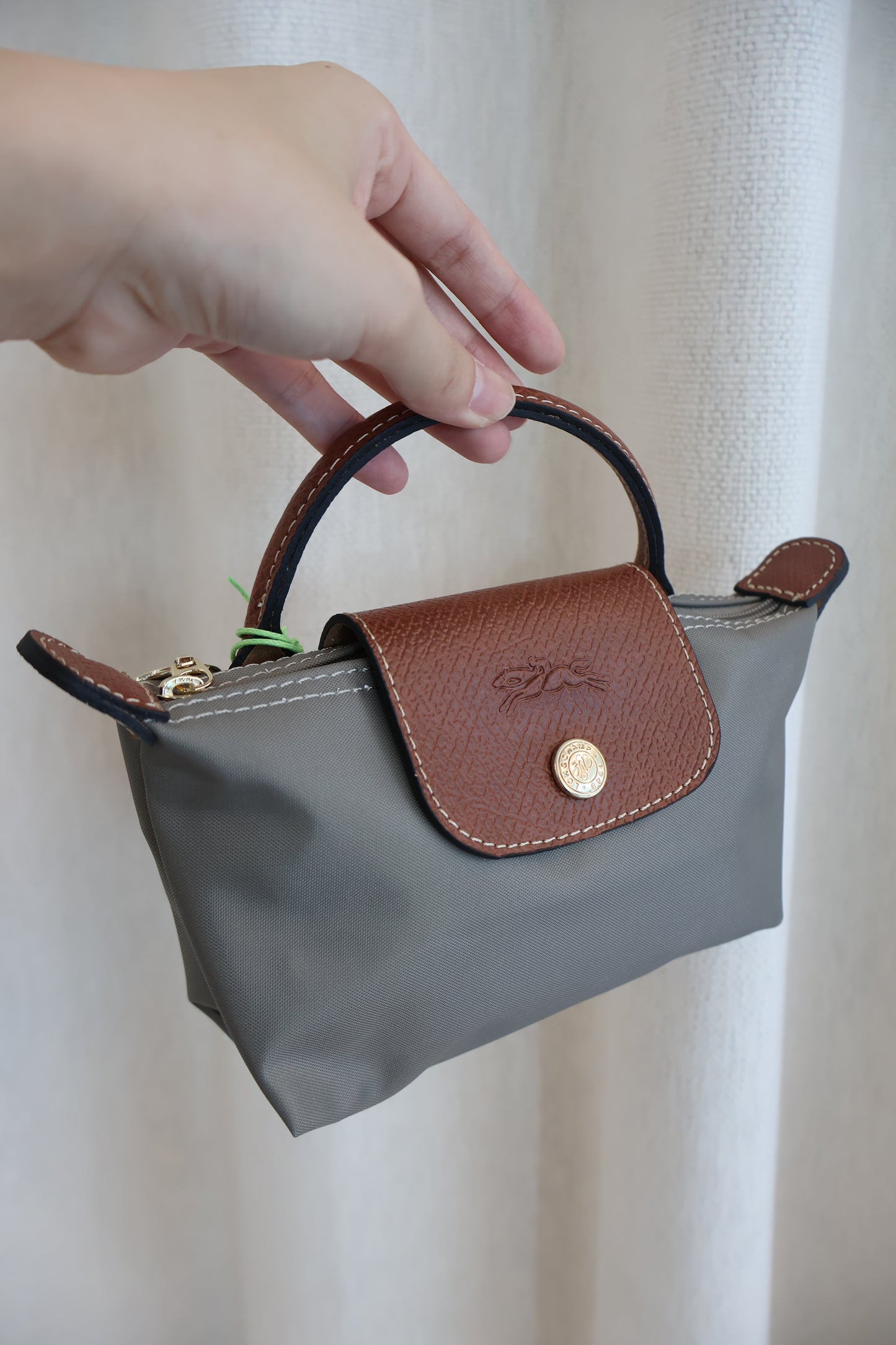 Longchamp Le Pliage Xtra XS Pouch Grey x Brown (Whatsapp for Price & Grade)