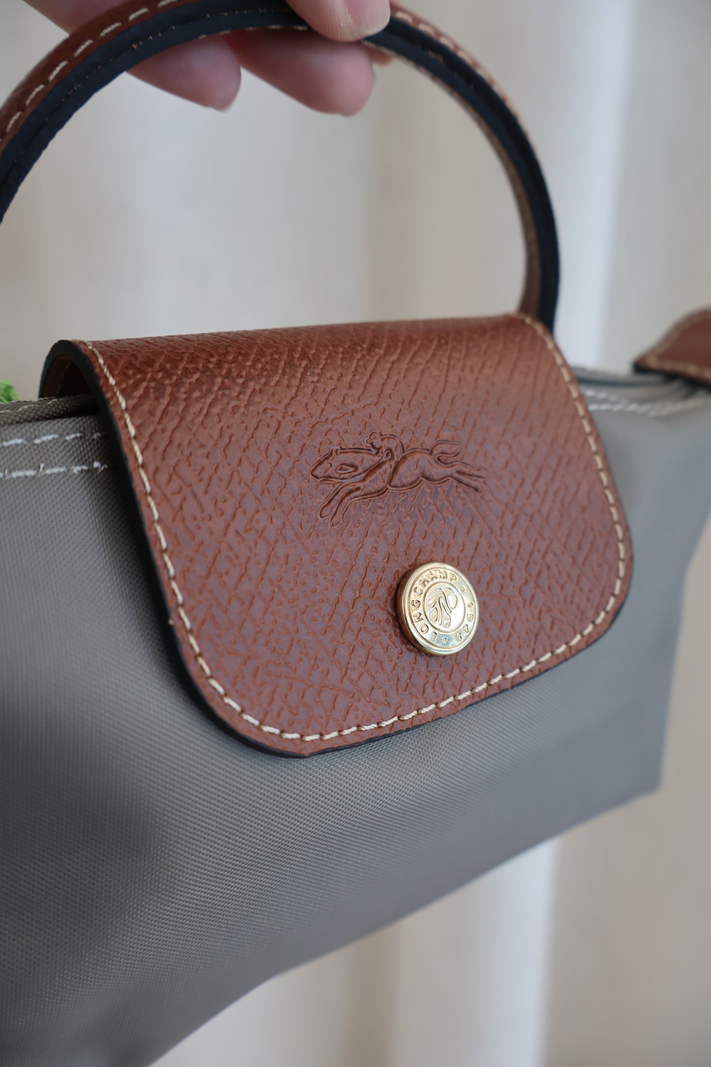 Longchamp Le Pliage Xtra XS Pouch Grey x Brown (Whatsapp for Price & Grade)
