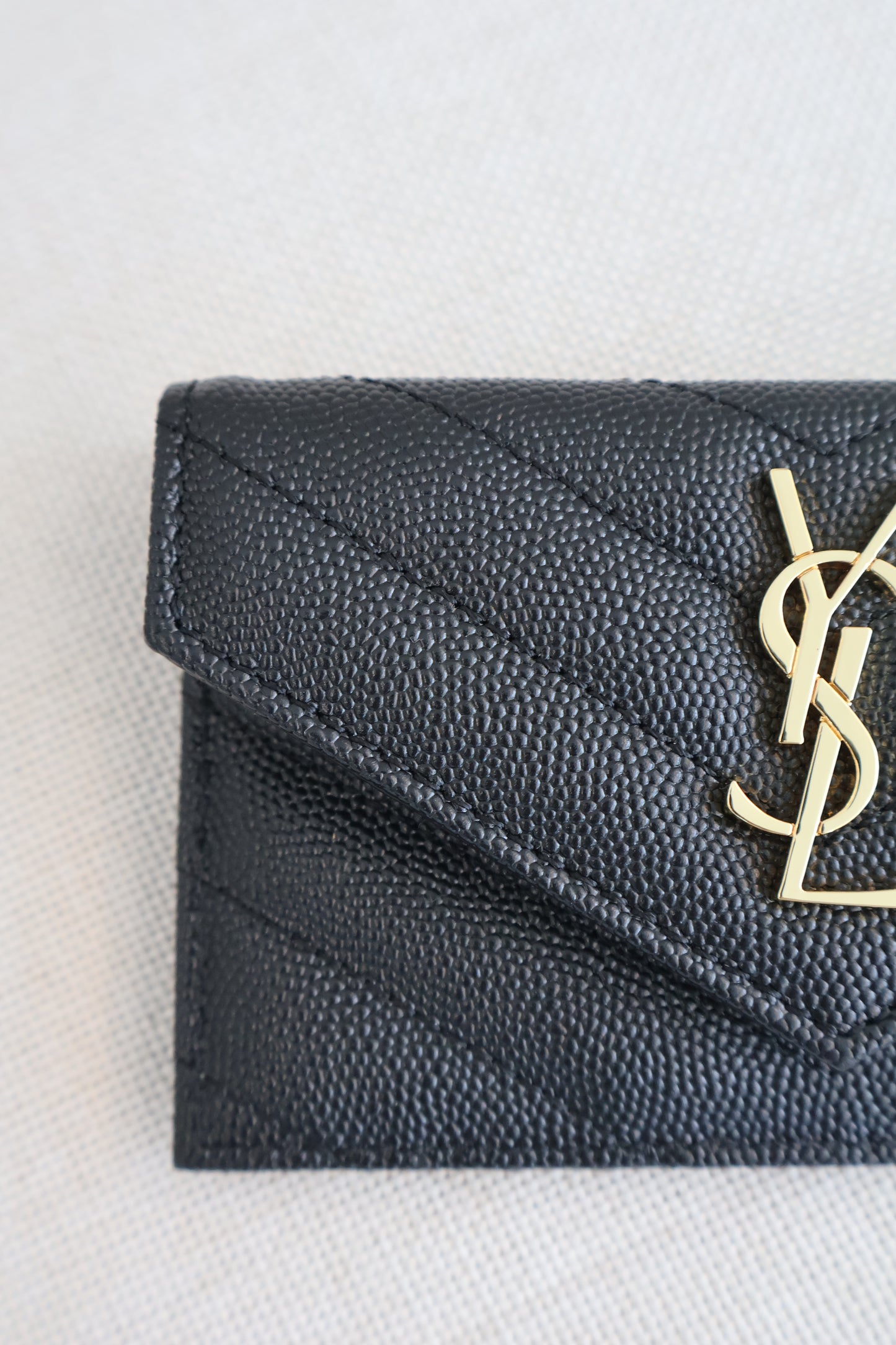 Yves Saint Laurent Cassandre Matelasse Fragments Flap Card Case in Grain De Poudre (Whatsapp for Price & Grade)