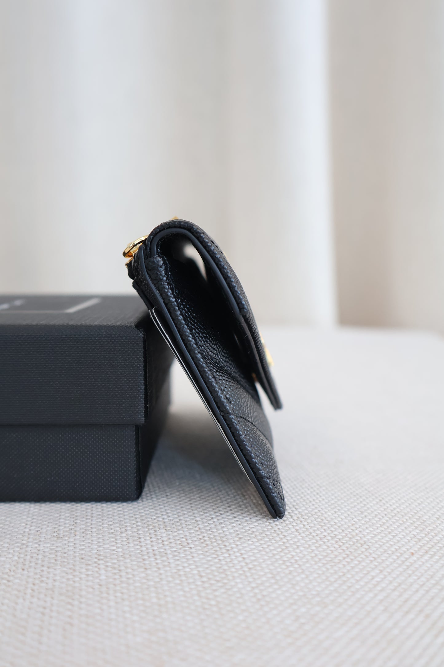 Yves Saint Laurent Cassandre Matelasse Fragments Flap Card Case in Grain De Poudre (Whatsapp for Price & Grade)