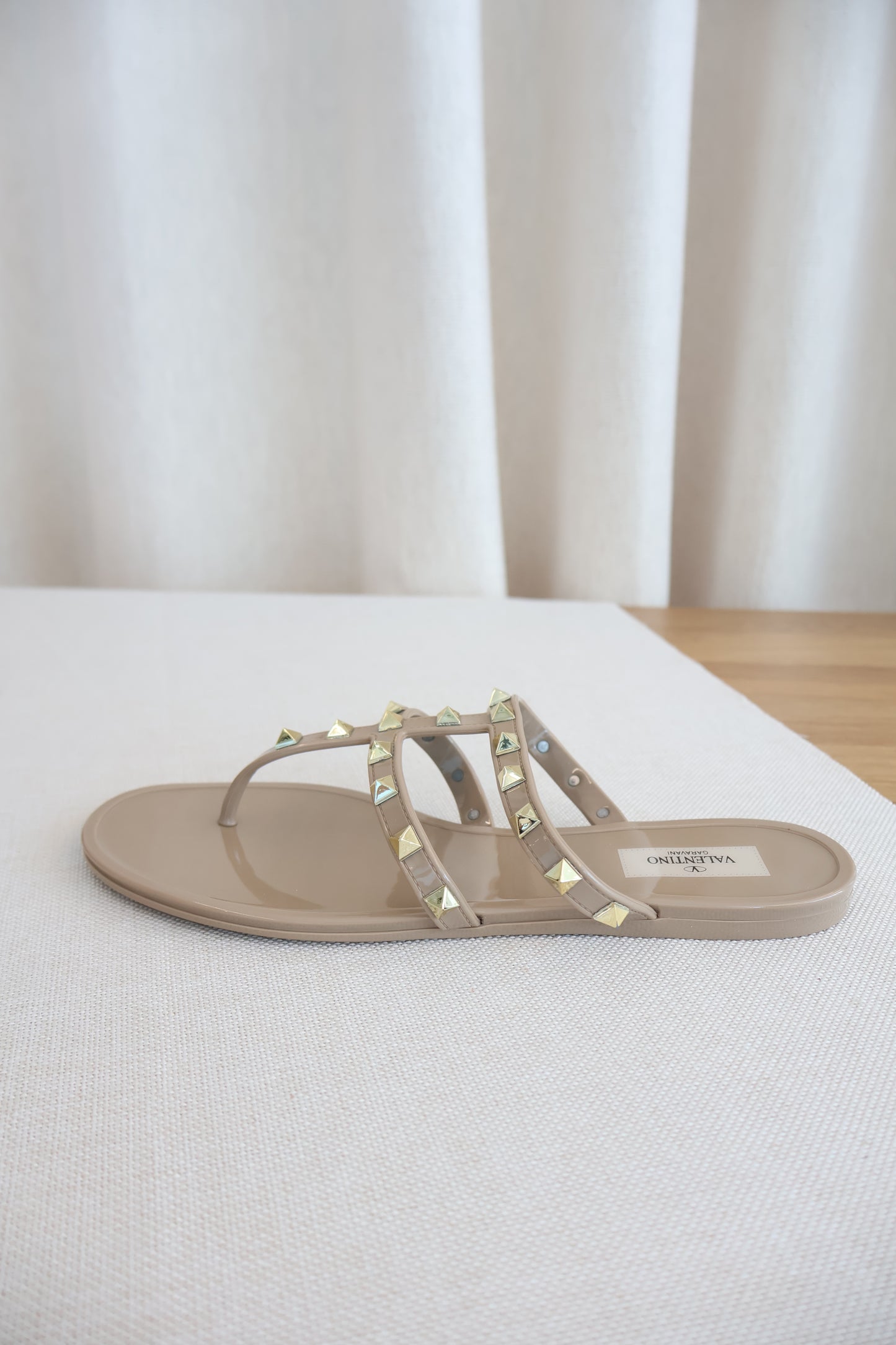 Valentino Garavani Rockstud Flay Rubber Sandal Nude (Whatsapp for Price & Grade)