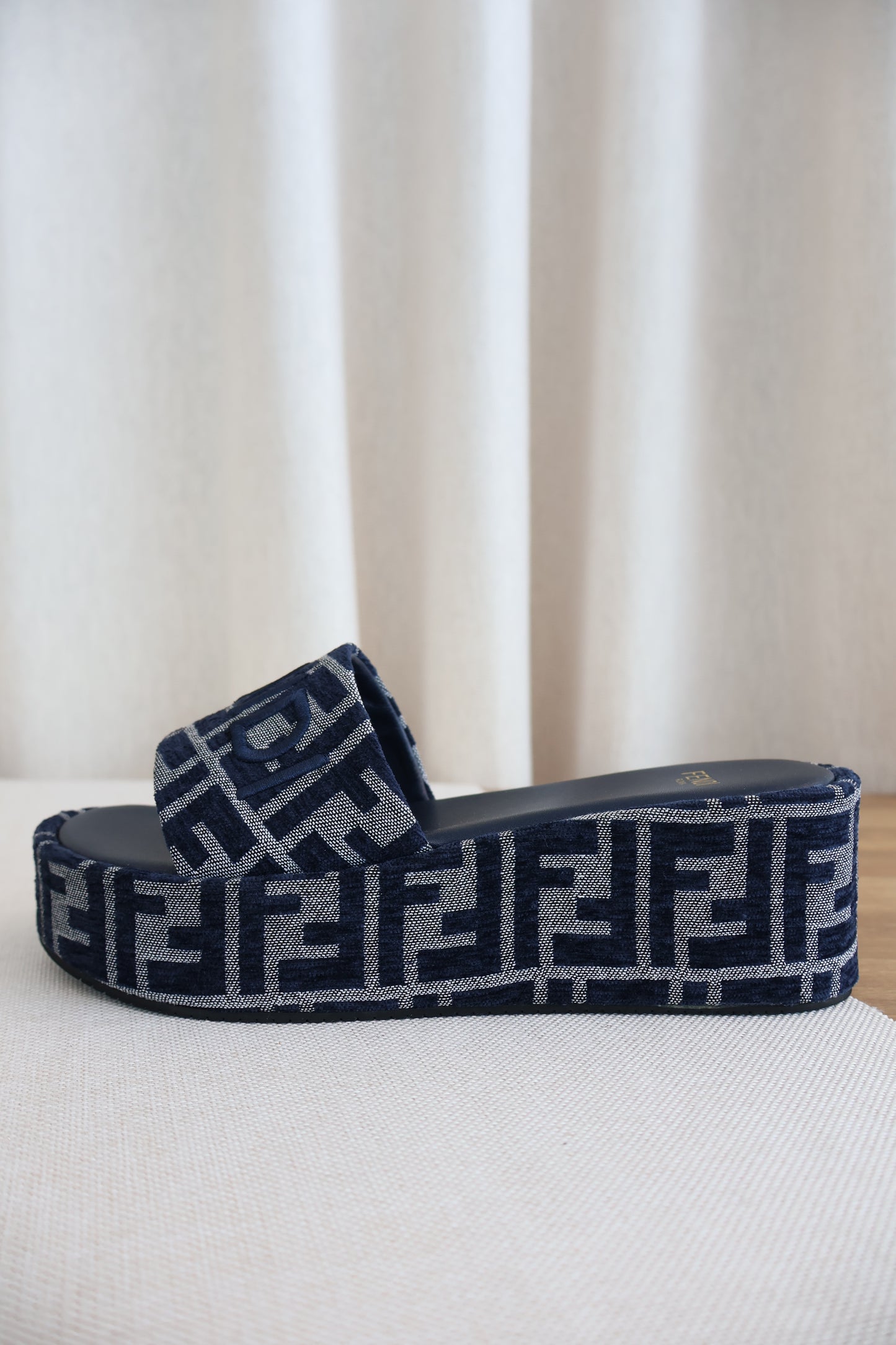 Fendi FF Jacquard Denim Sandals Blue (Whatsapp for Price & Grade)