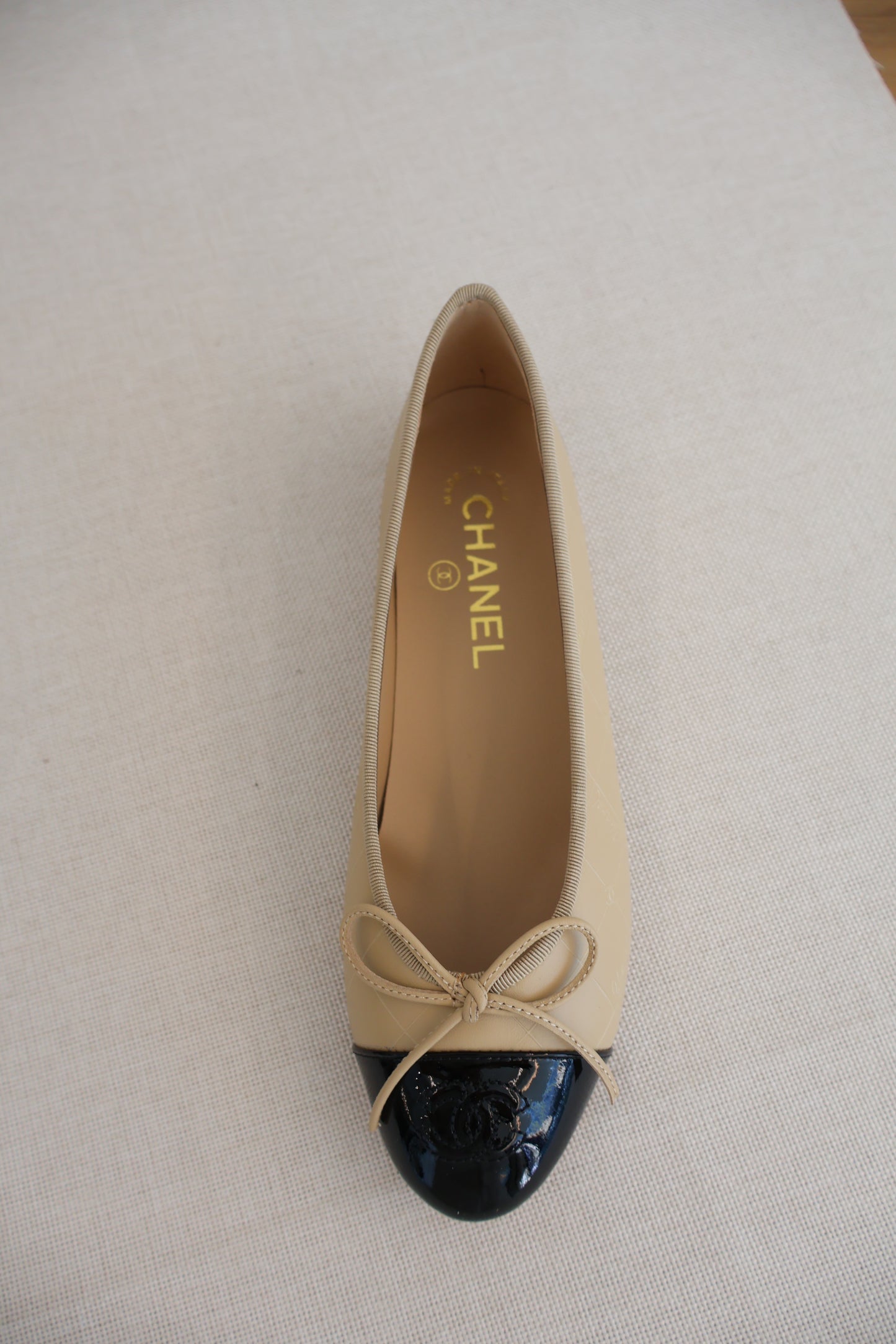 Chanel Nude x Black Flats (Whatsapp for Price & Grade)