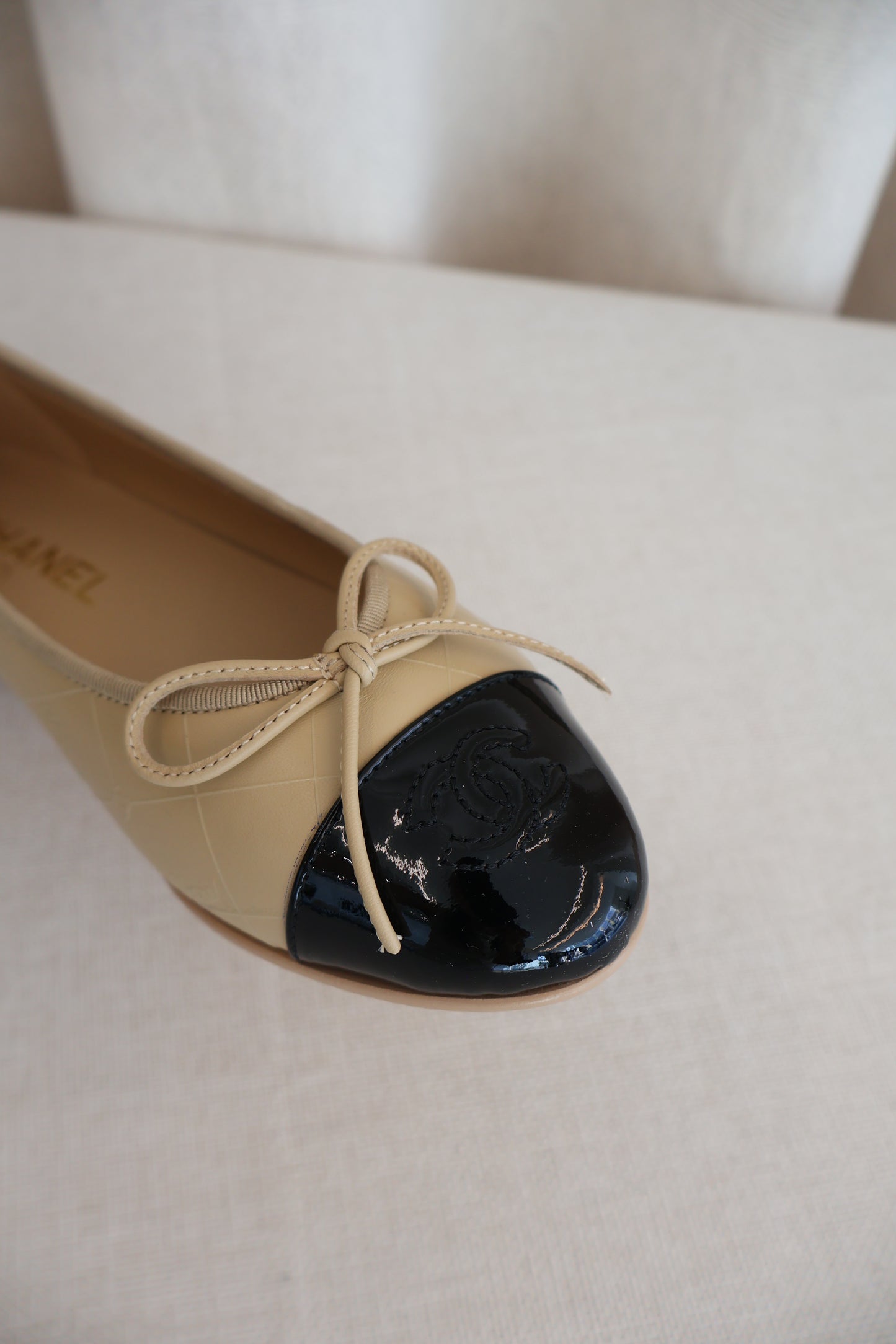 Chanel Nude x Black Flats (Whatsapp for Price & Grade)