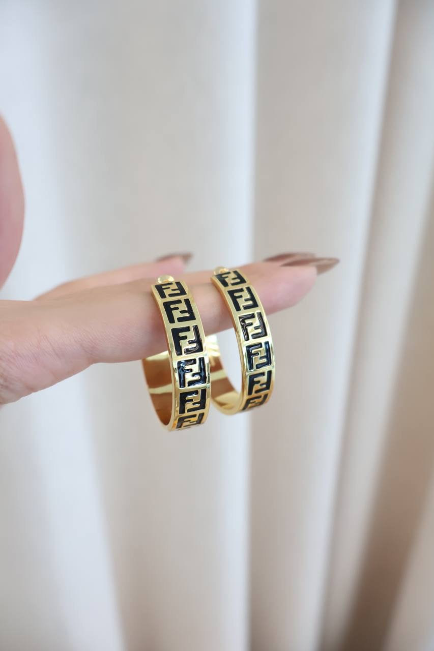 Forever Fendi Earrings Gold - Coloured Earrings (Whatsapp for Price & Grade)