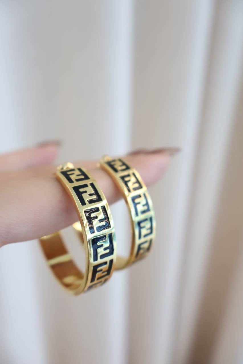 Forever Fendi Earrings Gold - Coloured Earrings (Whatsapp for Price & Grade)