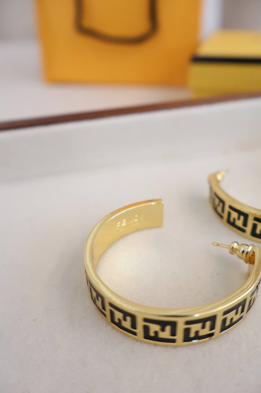 Forever Fendi Earrings Gold - Coloured Earrings (Whatsapp for Price & Grade)