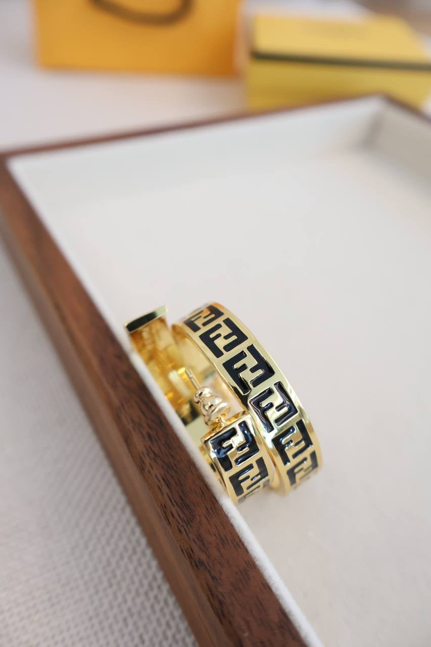 Forever Fendi Earrings Gold - Coloured Earrings (Whatsapp for Price & Grade)