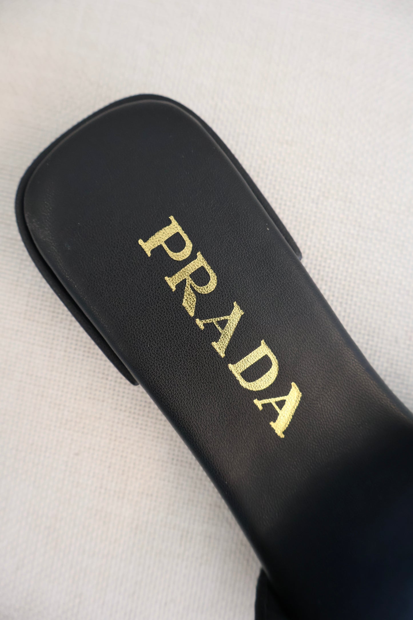 Prada Embroidered Fabric Slides Black x Beige (Whatsapp for Price & Grade)