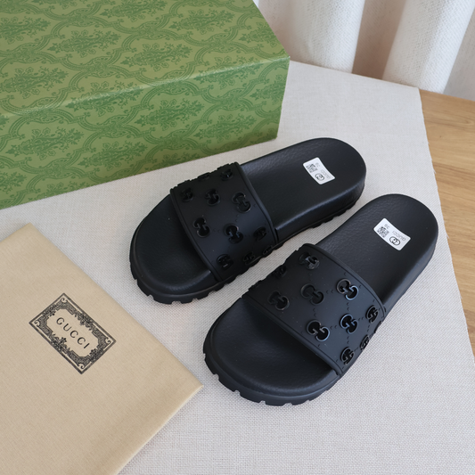 Gucci GG Slides Rubber Black (Whatsapp for Price & Grade)