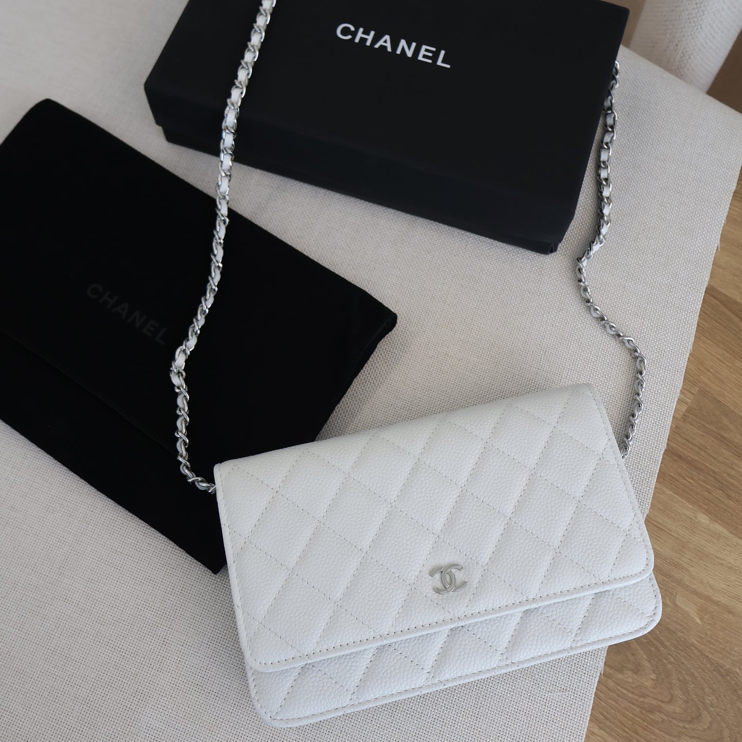 Chanel WOC White x Silver (Whatsapp for Price & Grade)