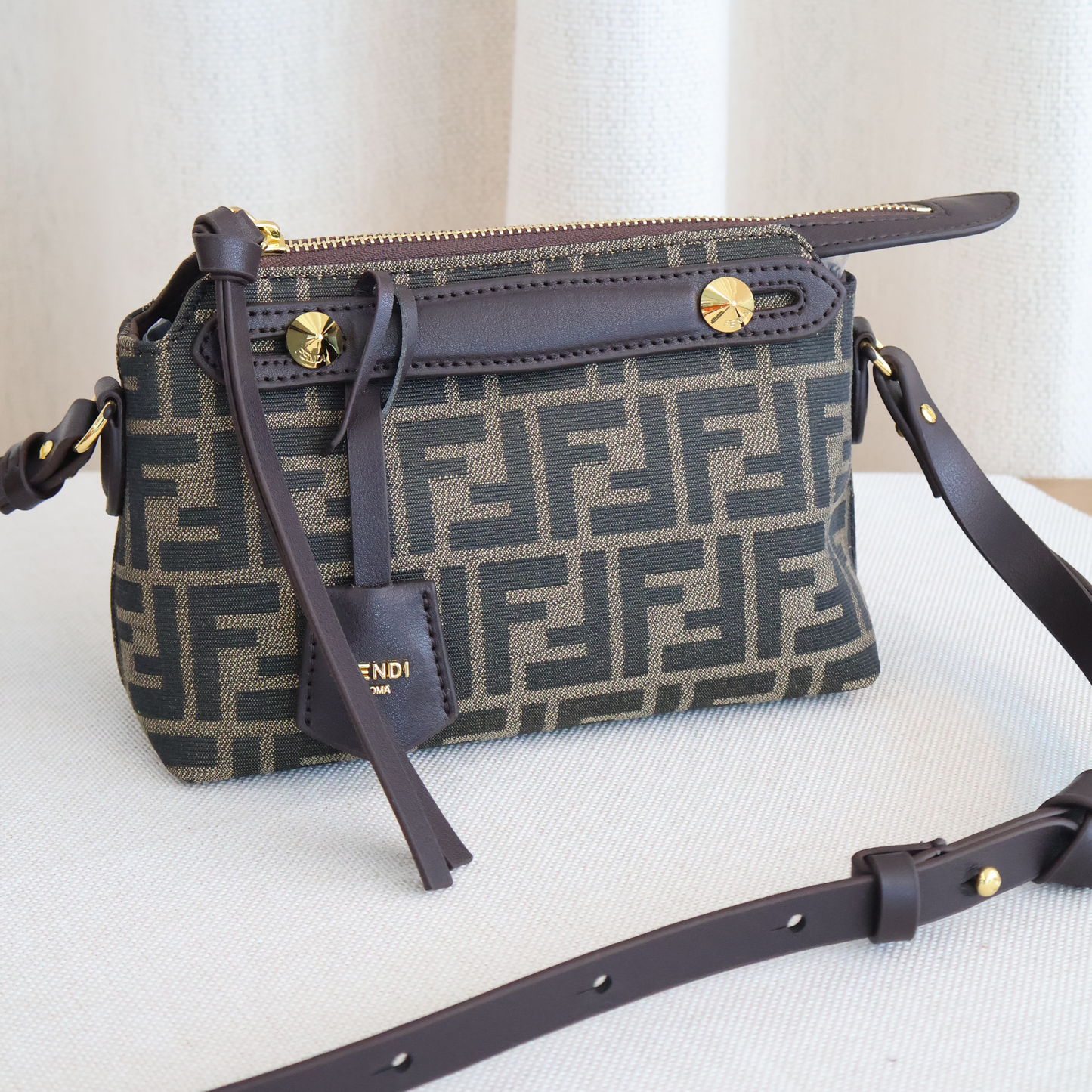 Fendi By The Way Soft Mini Brown FF Jacquard Fabric Mini Bag (Whatsapp for Price & Grade)