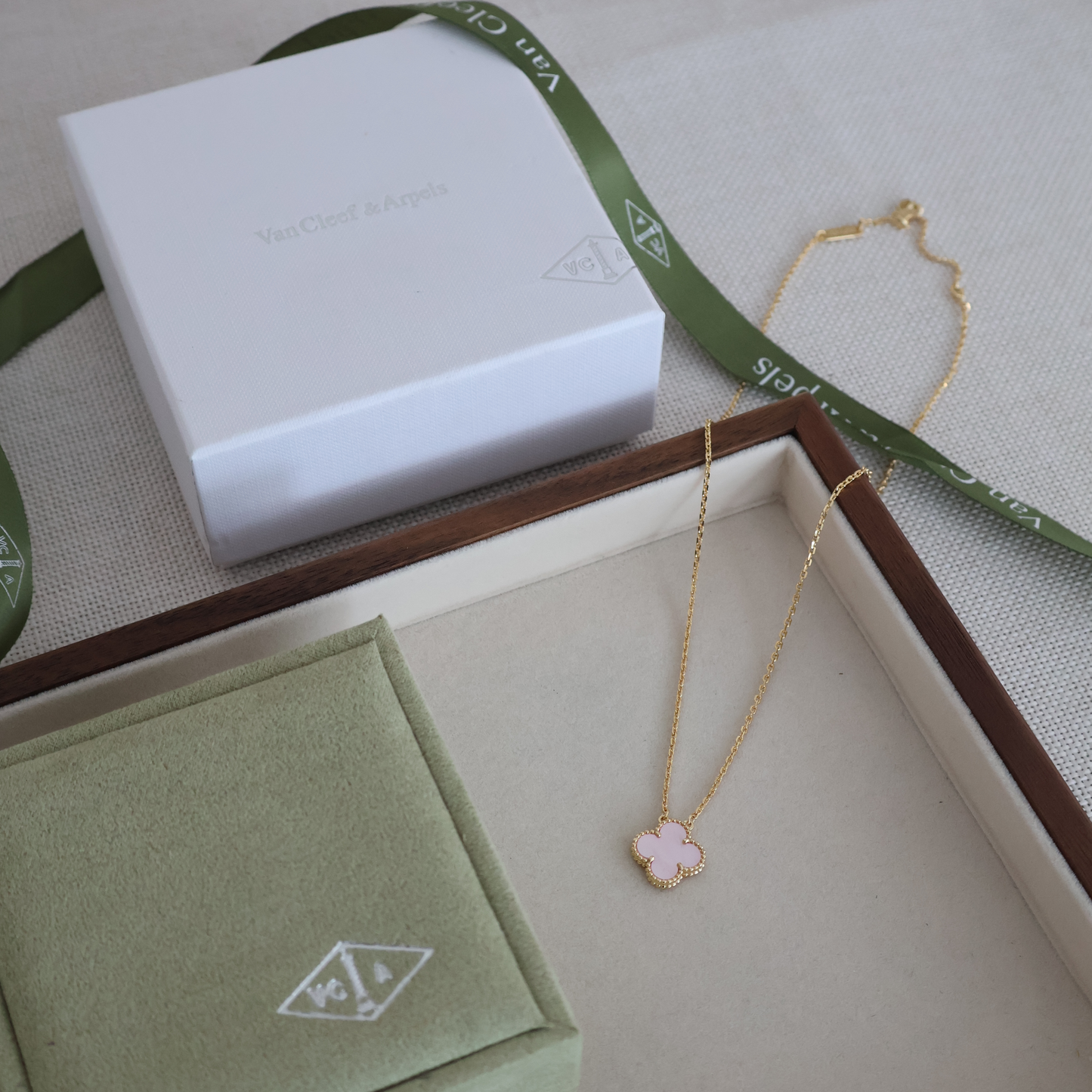 Van Cleef Pink Necklace (Whatsapp for Price & Grade)