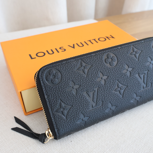 Louis Vuitton Clemence Wallet Monogram Empreinte Leather Black M60171 (Whatsapp for Price & Grade)