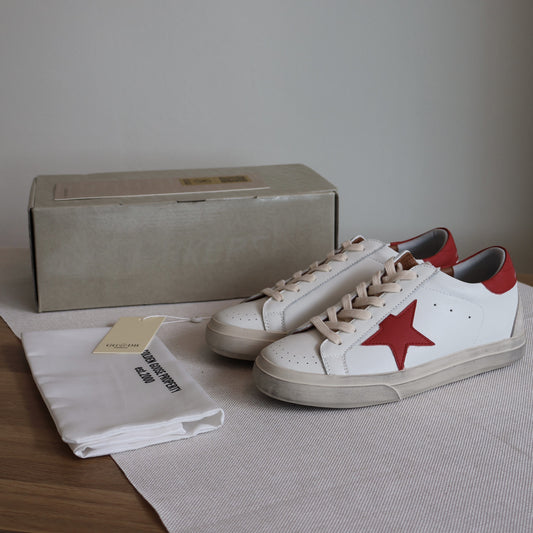 Golden Goose Red x White Men's Sneaker (Whatsapp for Price & Grade)