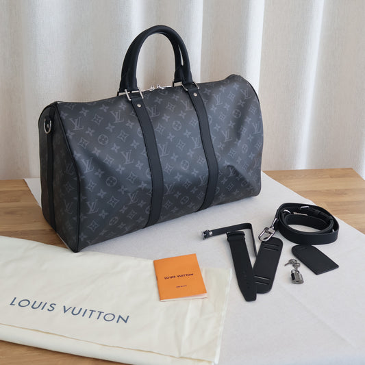 Louis Vuitton Keepall Bandouliere 45cm Monogram Eclipse (Whatsapp for Price & Grade)