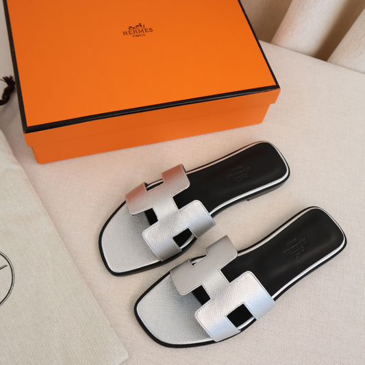 Hermes Oran Slides Silver (Whatsapp for Price & Grade)