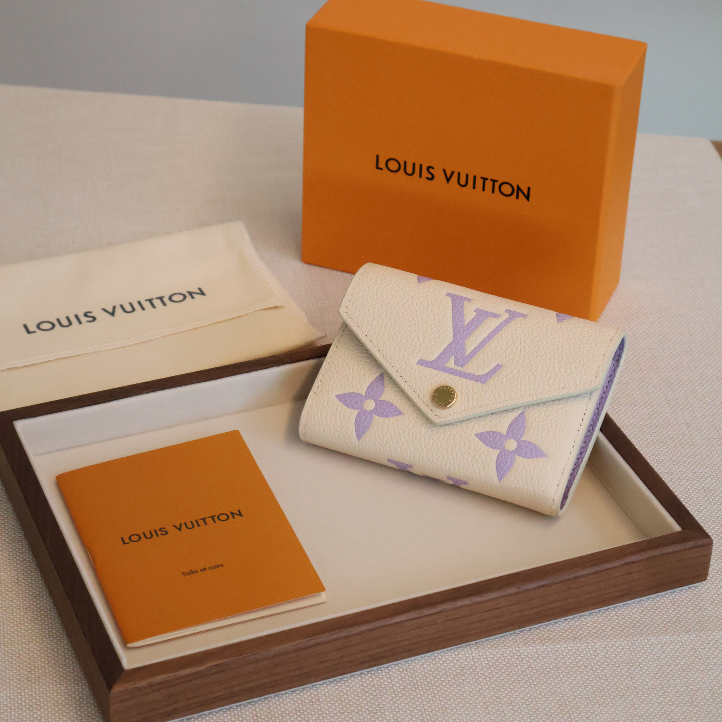 Louis Vuitton Victoria Wallet Purple Beige (Whatsapp for Price & Grade)