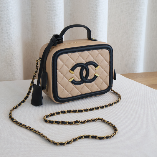 Chanel Vanity Case Beige x Black (Whatsapp for Price & Grade)