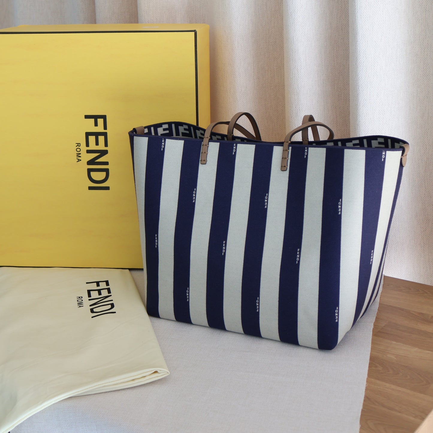 Fendi Large Roll Striped Reversible Tote Bag (Whatsapp for Price & Grade)