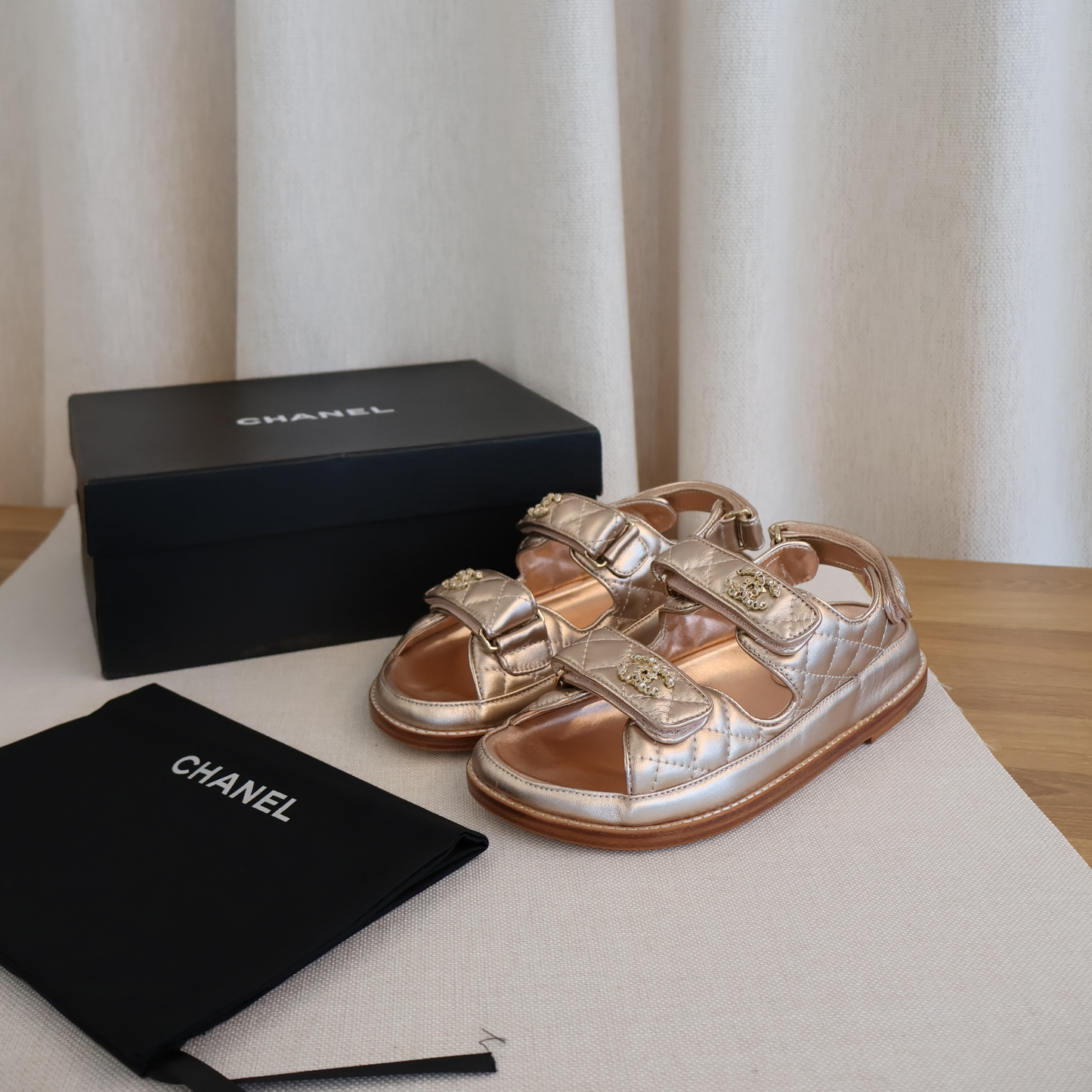 Chanel Dad Sandals Gold Metallic (Whatsapp for Price & Grade)