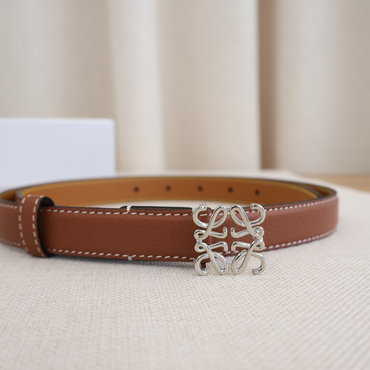 Loewe Belt Anagram Belt Tan x Silver (Whatsapp for Price & Grade)