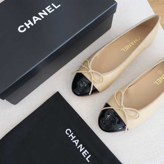 Chanel Nude x Black Flats (Whatsapp for Price & Grade)