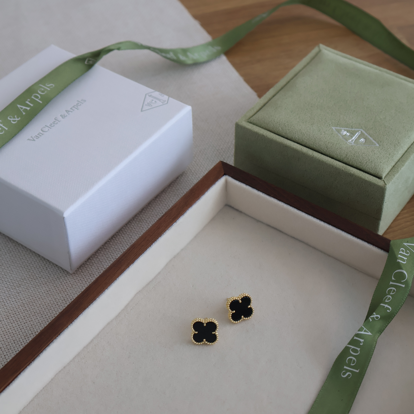 Van Cleef Black Earrings (Whatsapp for Price & Grade)