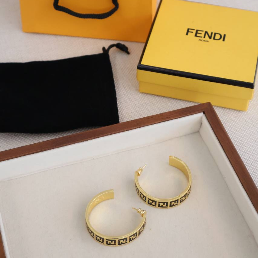 Forever Fendi Earrings Gold - Coloured Earrings (Whatsapp for Price & Grade)