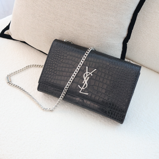 Yves Saint Laurent WOC bag Black x Silver Croc Skin (Whatsapp for Price & Grade)