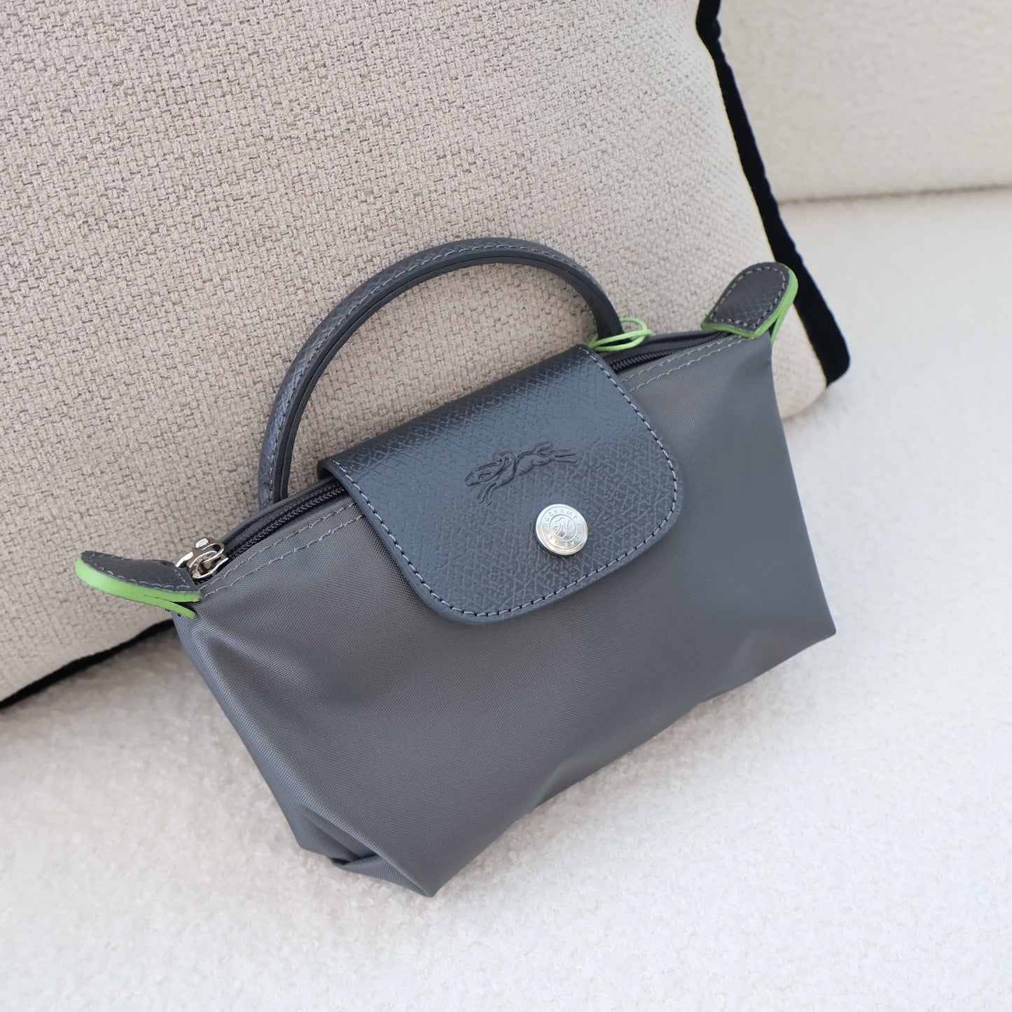 Longchamp Le Pliage Xtra XS Pouch Grey x Green Lining (Whatsapp for Price & Grade)