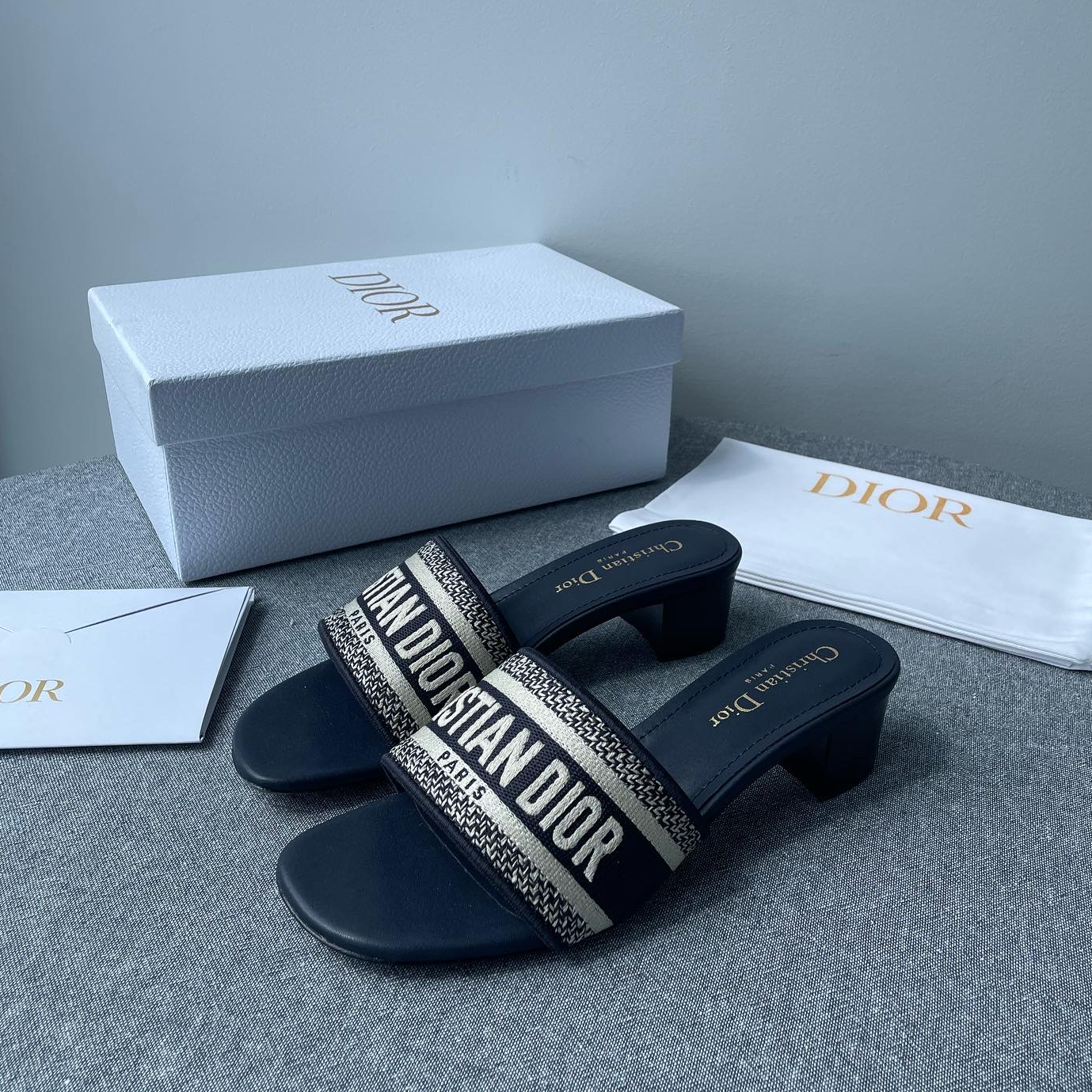 Dior Heels Slides Navy (Whatsapp for Price & Grade)