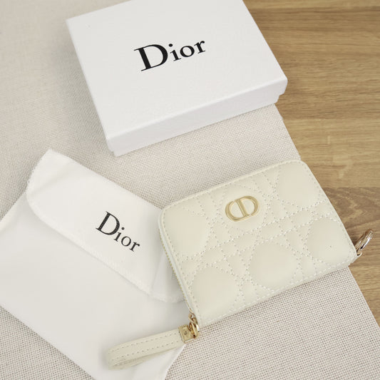 Dior White Wallet Lady Dior Voyageur Small Coin Purse (Whatsapp for Price & Grade)