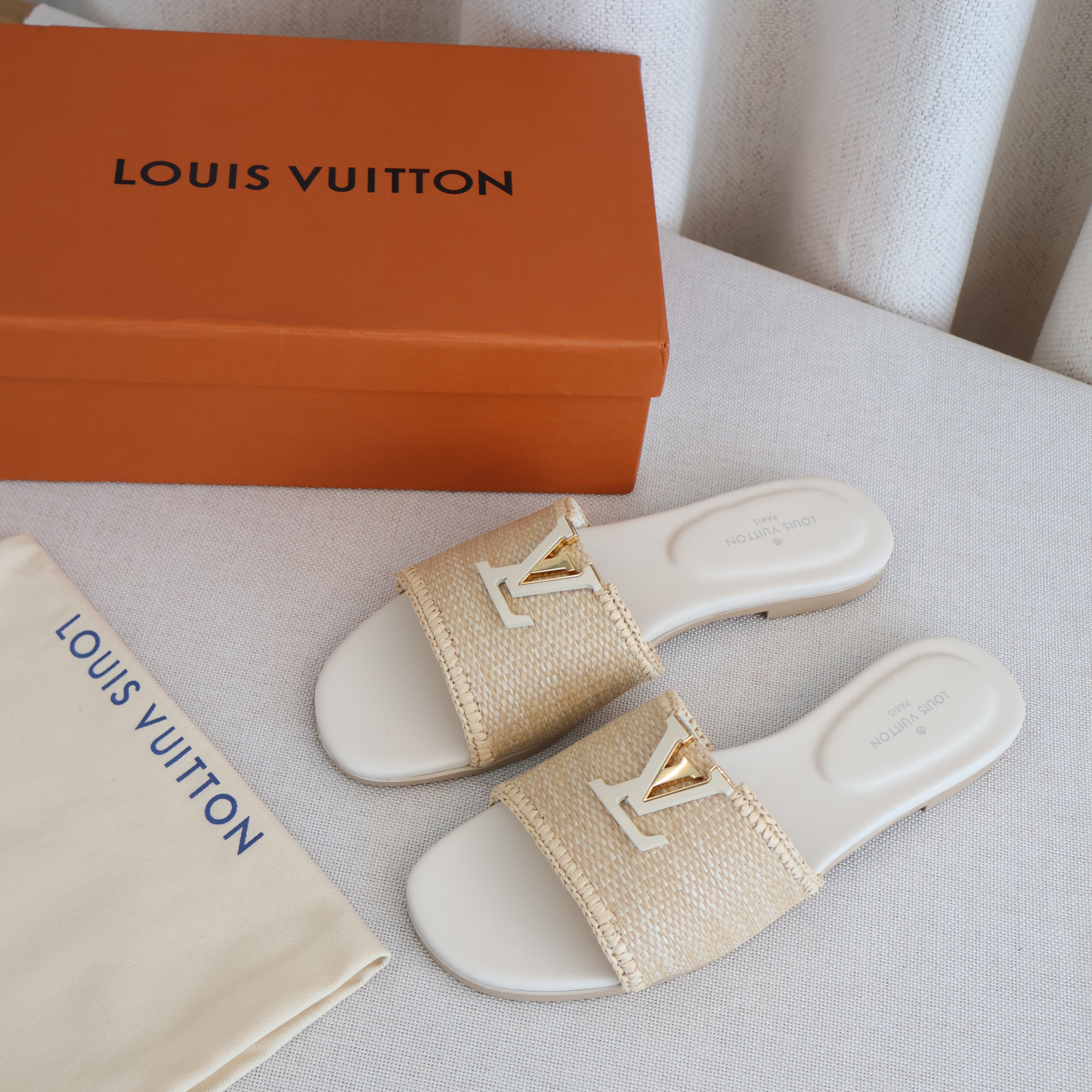 Louis Vuitton Capri Flat Mule Creme (Whatsapp for Price & Grade)