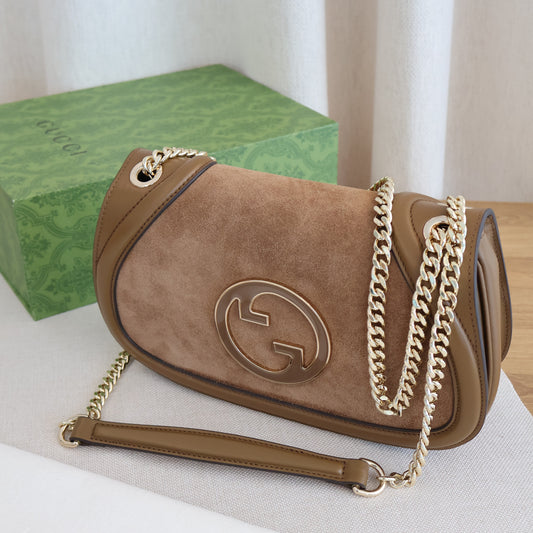 Gucci Blondie Small Shoulder Bag Light Brown Sude (Whatsapp for Price & Grade)