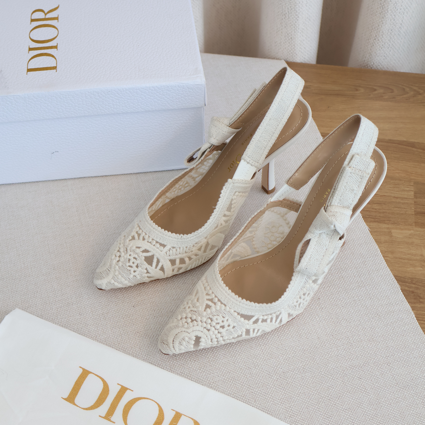 Dior J'adior Slingback Pump White Lace Heels (Whatsapp for Price & Grade)