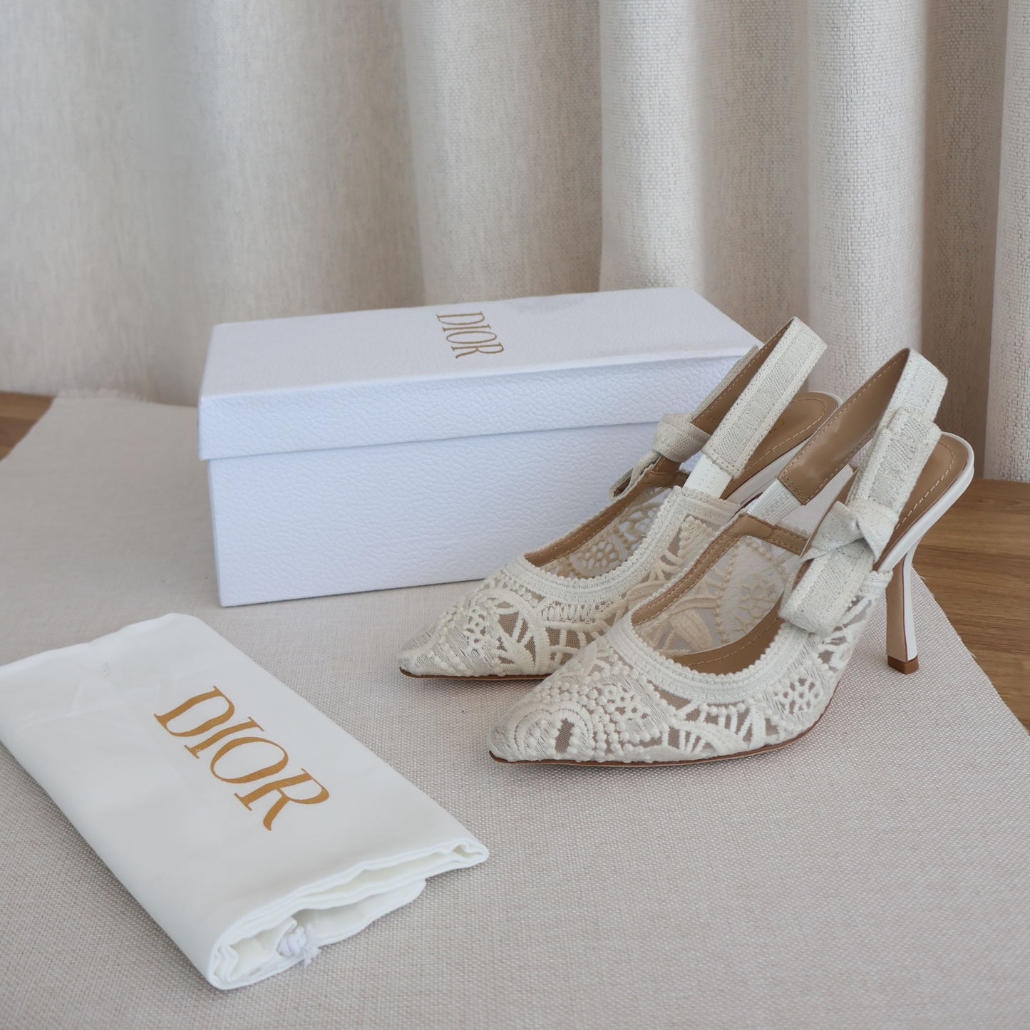 Dior J'adior Slingback Pump White Lace Heels (Whatsapp for Price & Grade)