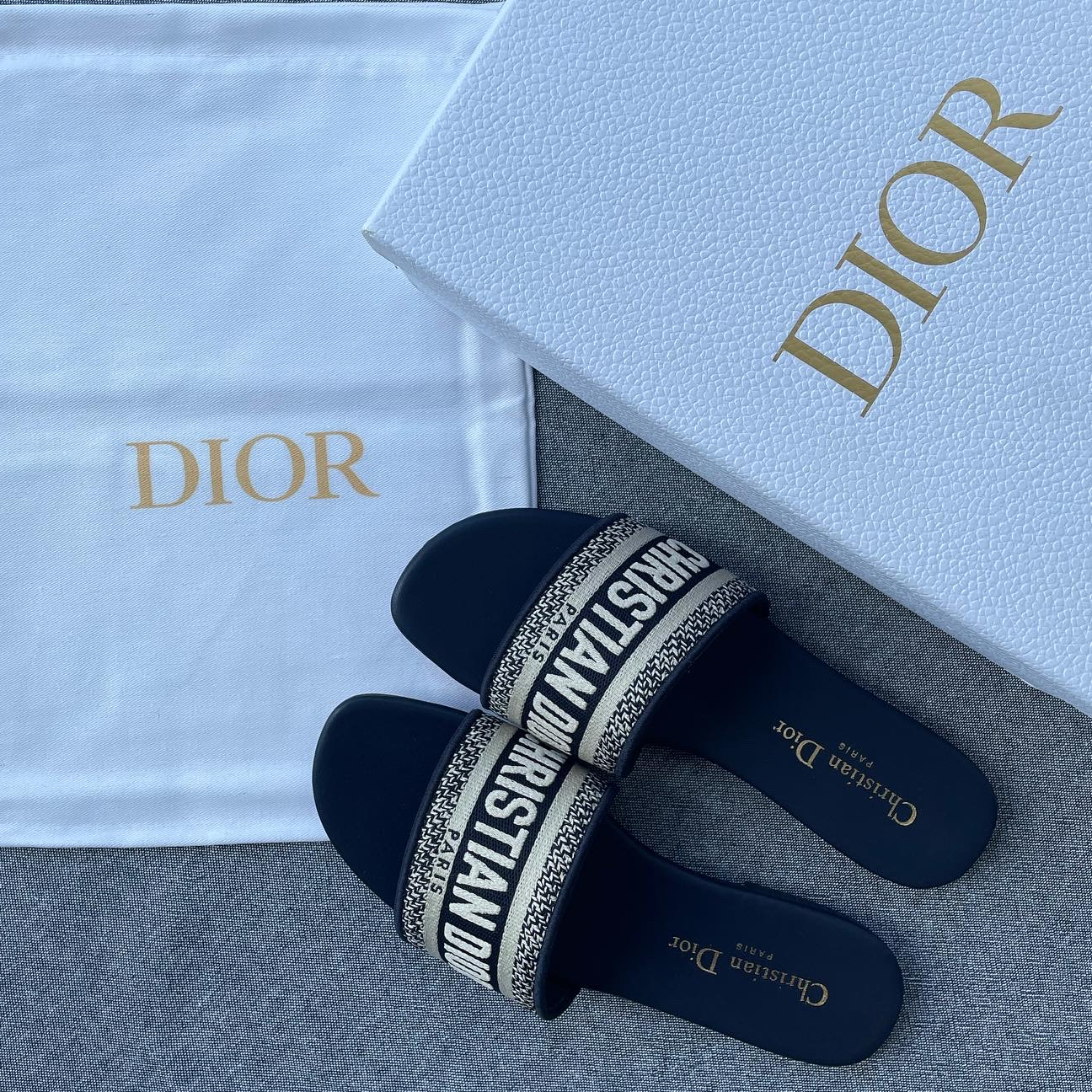 Dior Slides Navy (Whatsapp for Price & Grade)