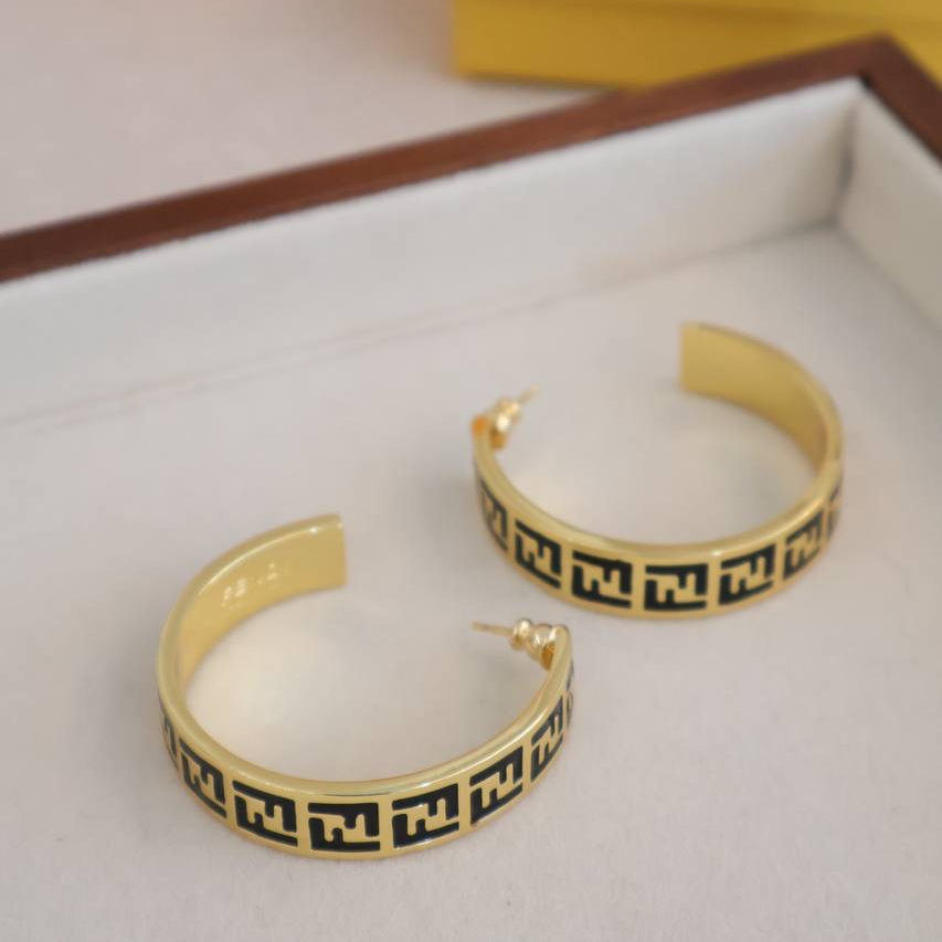 Forever Fendi Earrings Gold - Coloured Earrings (Whatsapp for Price & Grade)