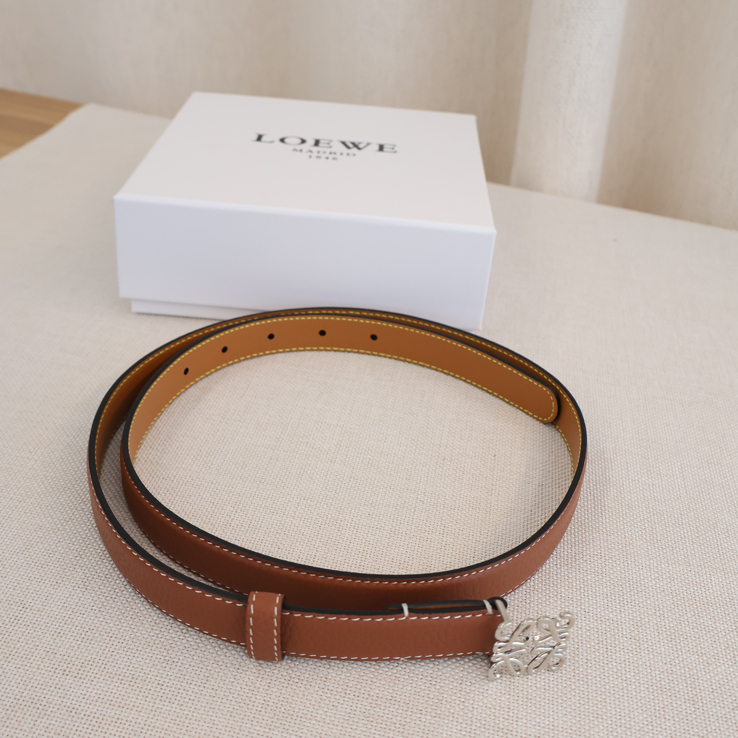 Loewe Belt Anagram Belt Tan x Silver (Whatsapp for Price & Grade)