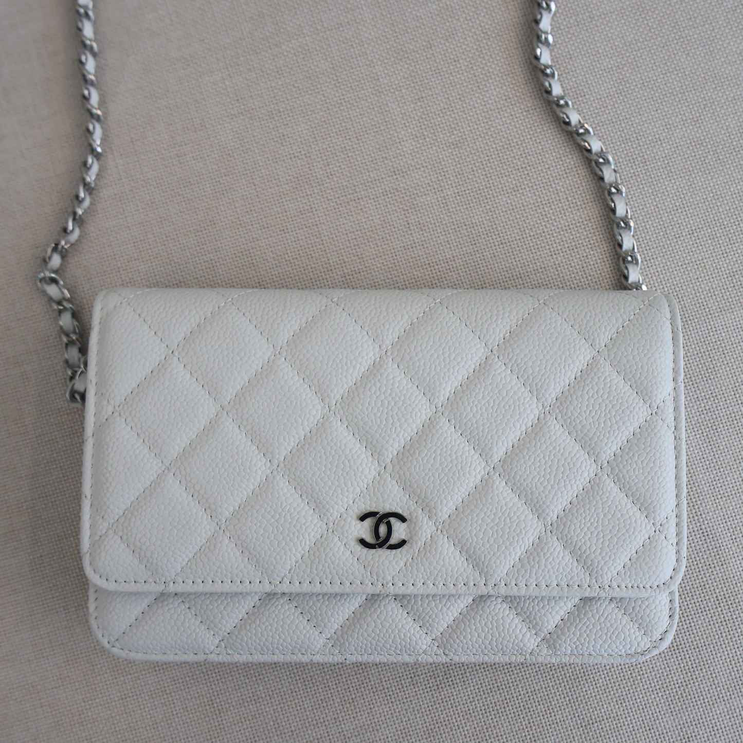 Chanel WOC White x Silver (Whatsapp for Price & Grade)