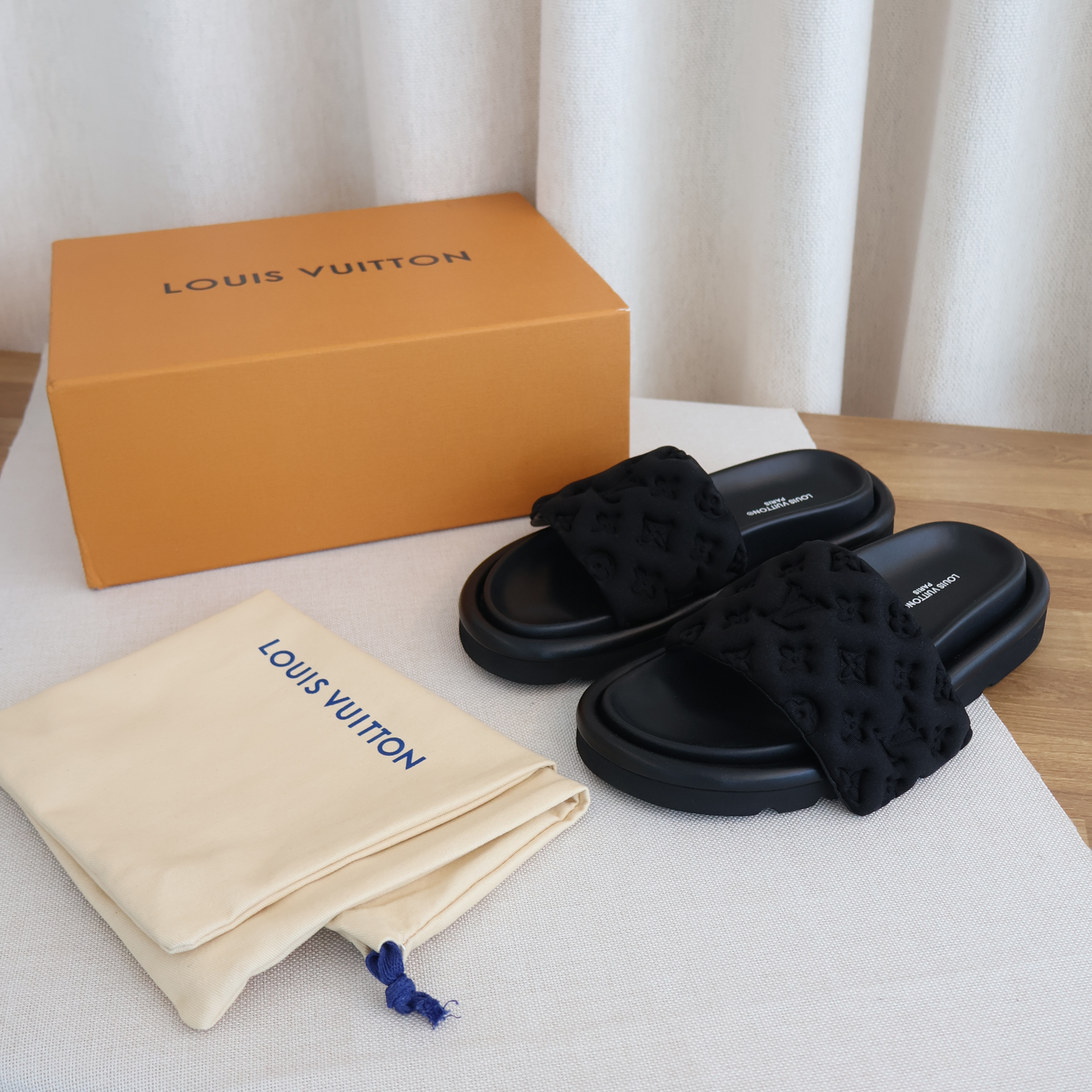 Louis Vuitton Pillow Slides Black (Whatsapp for Price & Grade)