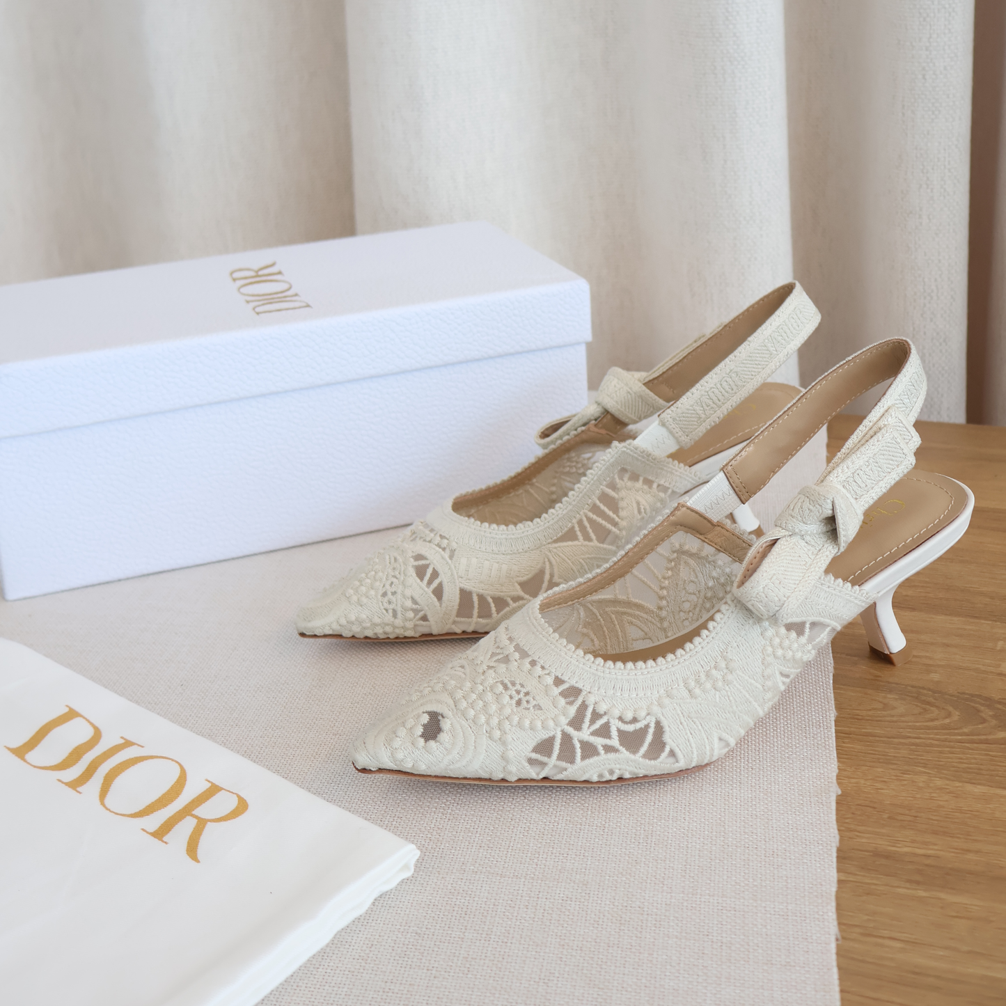 Dior J'adior Slingback Pump White Lace (Whatsapp for Price & Grade)