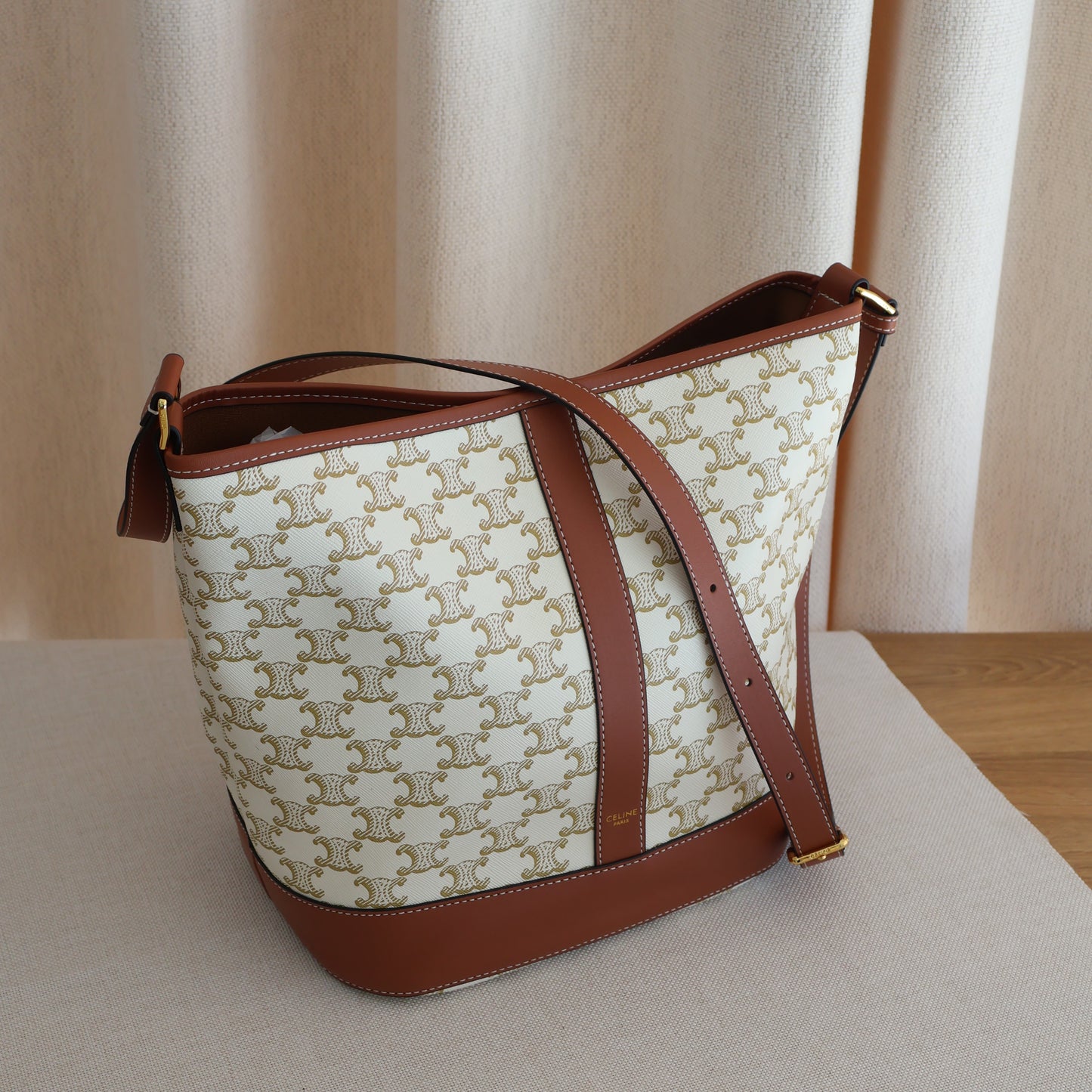 Celine Bucket Triomphe Canvas Ivory (Whatsapp for Price & Grade)