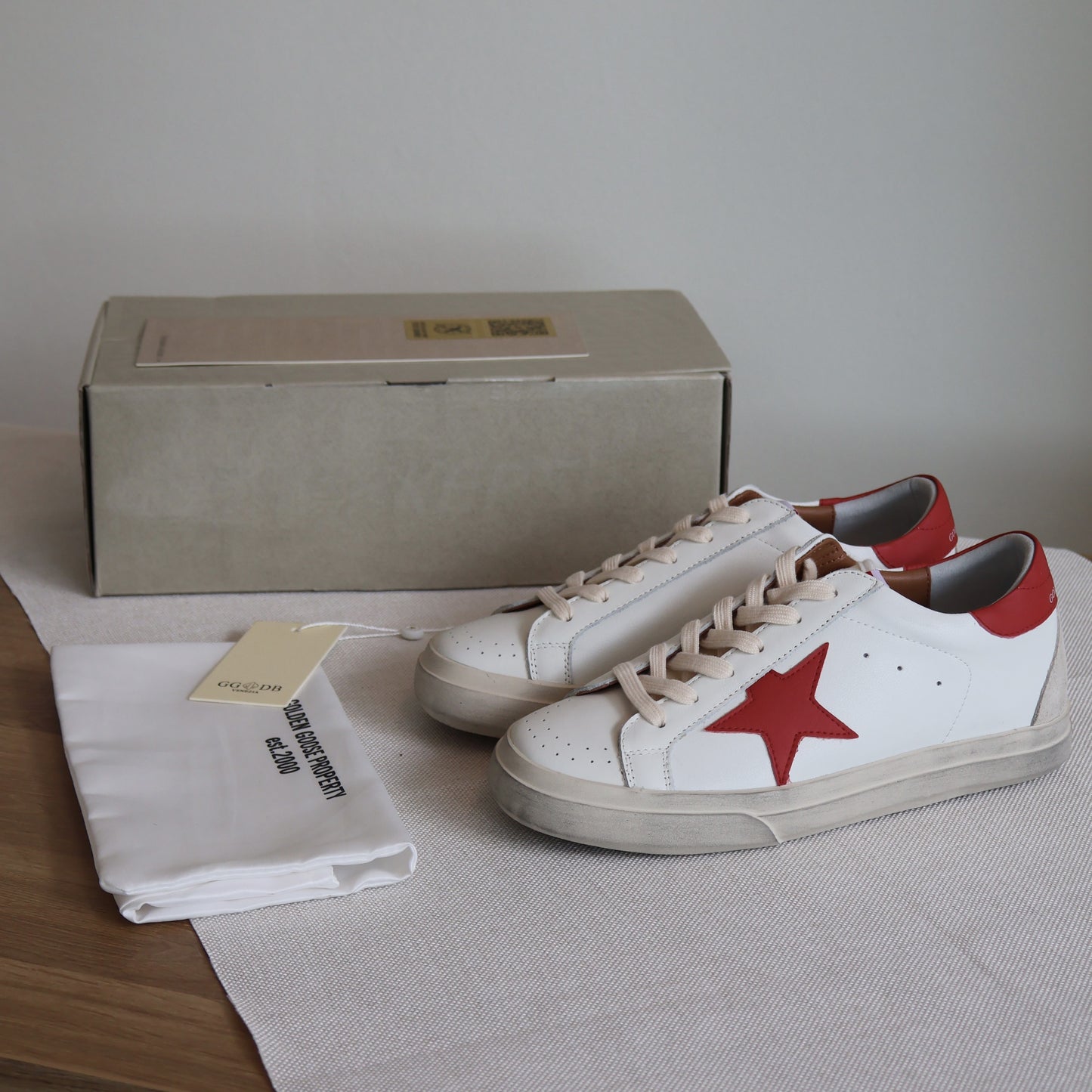 Golden Goose Red x White Men's Sneaker (Whatsapp for Price & Grade)