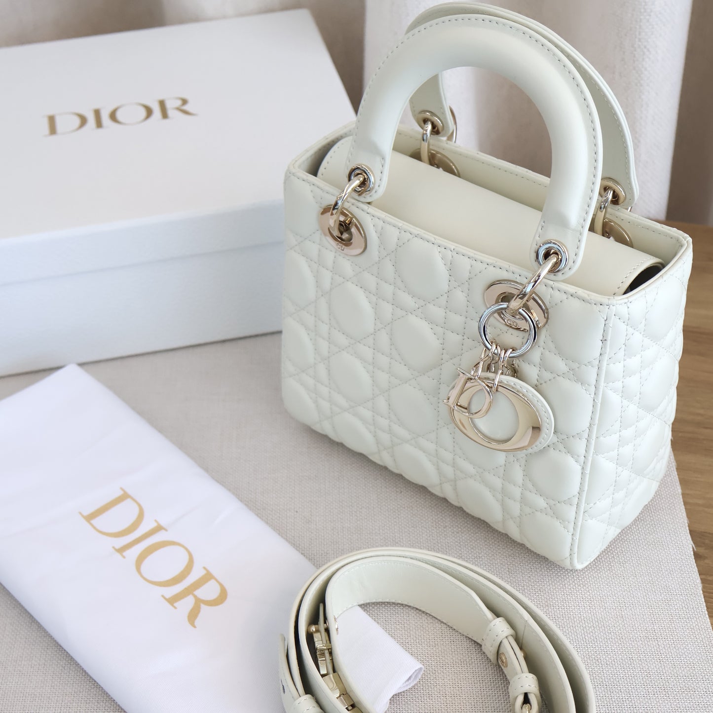 Dior Lady Dior White x Gold Hardware (Whatsapp for Price & Grade)