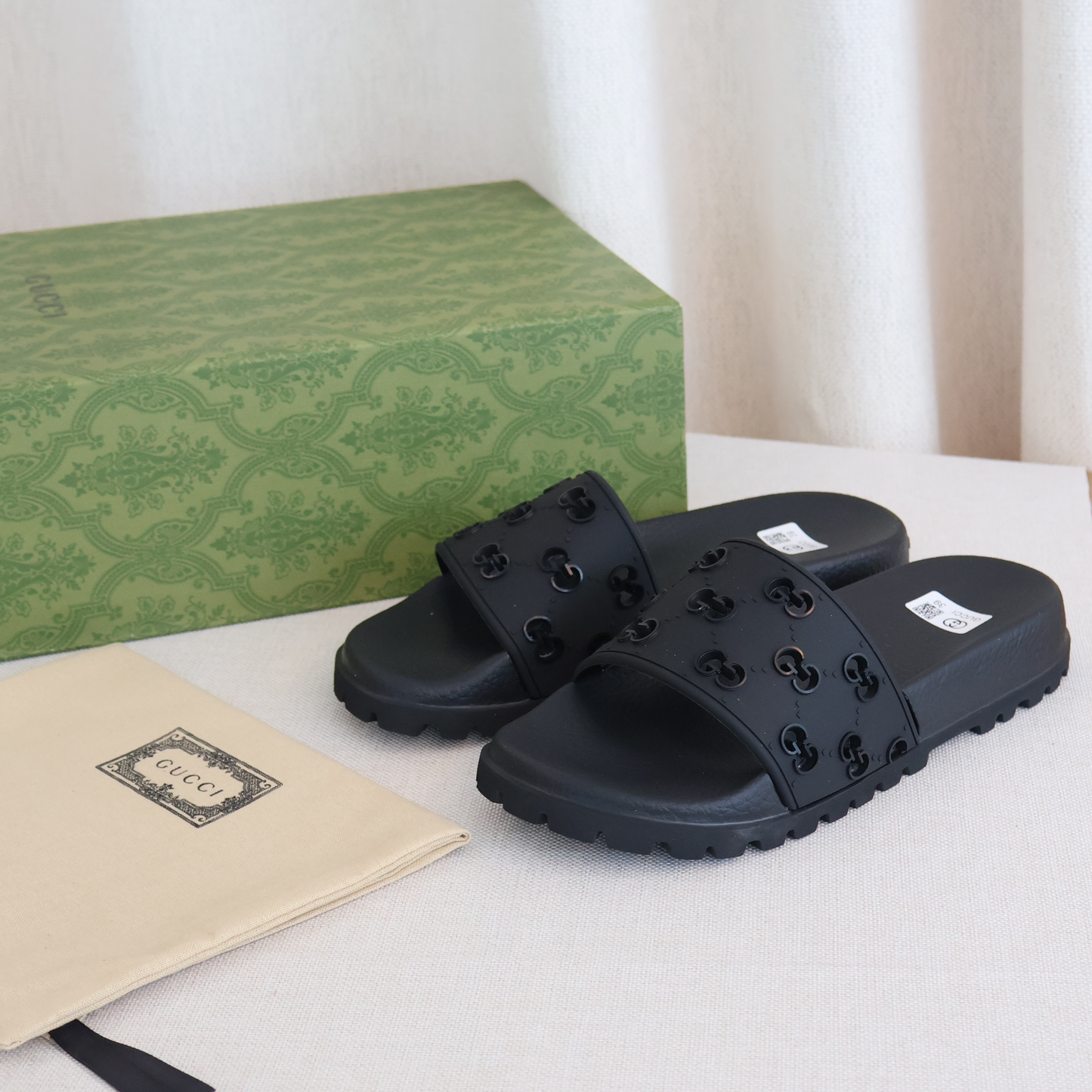 Gucci GG Slides Rubber Black (Whatsapp for Price & Grade)